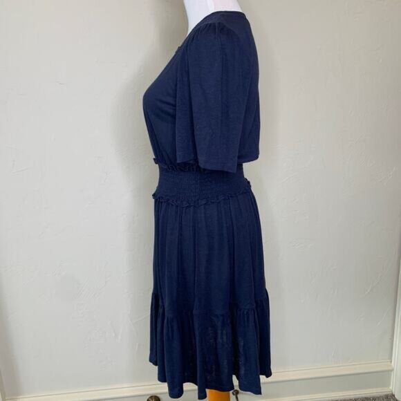 Rebecca Taylor Navy Blue Jersey Blouson Dress Sz Small - Picture 3 of 14